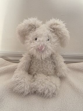 Rare Retired Jellycat Angora Bunny Plush Cream White Shaggy Rabbit